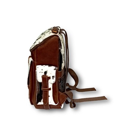 Leather Backpacks Combined With Hair On Cowhide Leather Brown