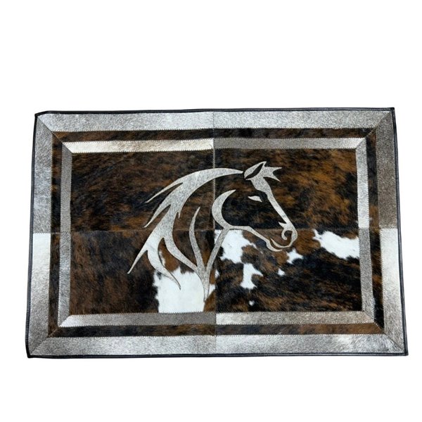 Cowhide Hair-On Rectangle Rug with Design