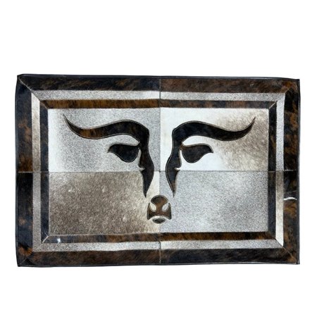 Cowhide Hair-On Rectangle Rug with Design