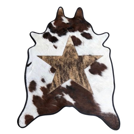 Mini Cut-Outs Cowhide Rugs Star Collection with Leather Border