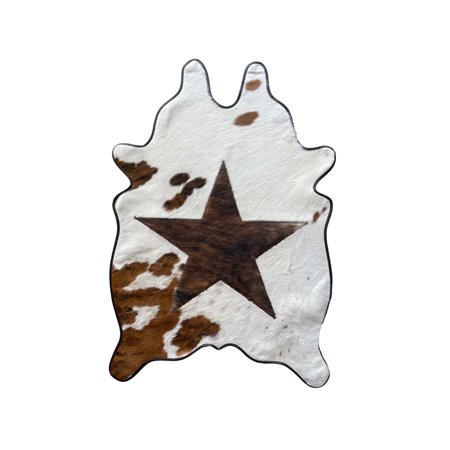 Mini Cut-Outs Cowhide Rugs Star Collection with Leather Border