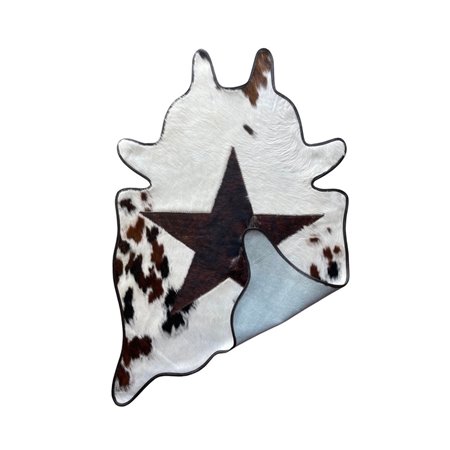 Mini Cut-Outs Cowhide Rugs Star Collection with Leather Border