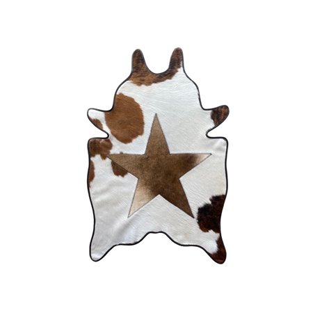 Mini Cut-Outs Cowhide Rugs Star Collection with Leather Border