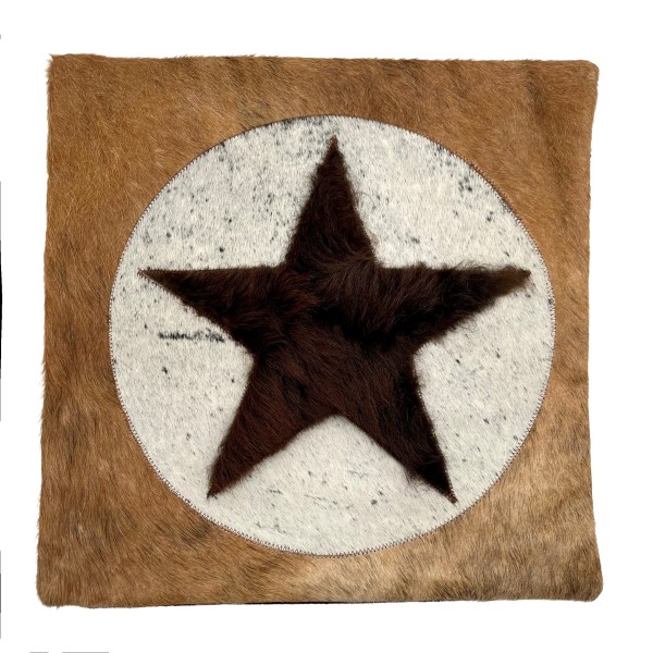 Bison Hair Pillow Cover - Star Rustic Brown - 20"x20"