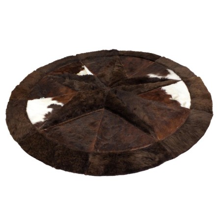 Premium Bison Hair-On Rug - Round Star Design - Multiple Sizes & Colors