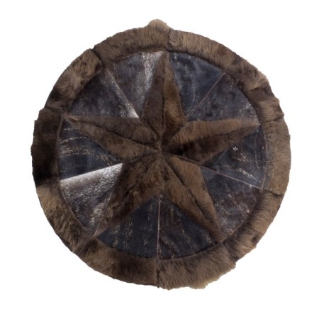 Premium Bison Hair-On Rug - Round Star Design - Multiple Sizes & Colors