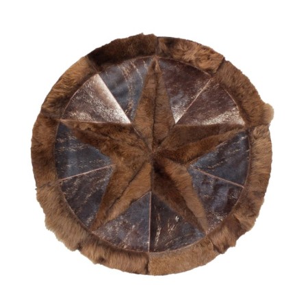 Premium Bison Hair-On Rug - Round Star Design - Multiple Sizes & Colors