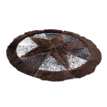 Premium Bison Hair-On Rug - Round Star Design - Multiple Sizes & Colors