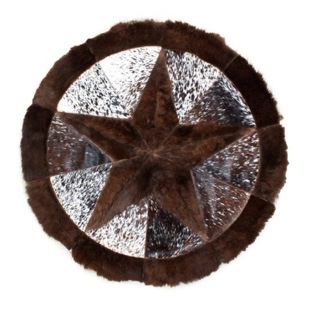 Premium Bison Hair-On Rug - Round Star Design - Multiple Sizes & Colors