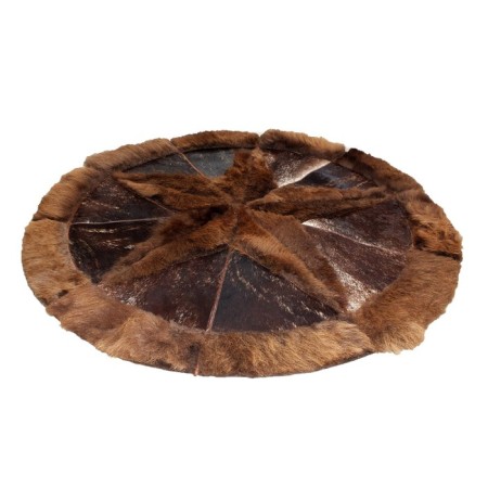 Premium Bison Hair-On Rug - Round Star Design - Multiple Sizes & Colors