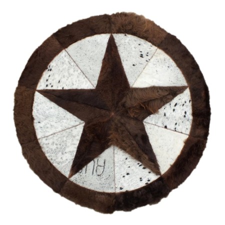 Premium Bison Hair-On Rug - Round Star Design - Multiple Sizes & Colors