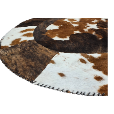 Trahide 3.5ft Round Cowhide Rug with Bison Inlay | Wholesale Western Decor