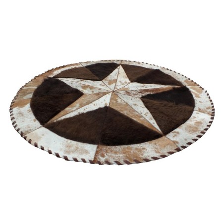 TRAHIDE Premium Cowhide Rug - Star & Bison Design - Authentic Leather