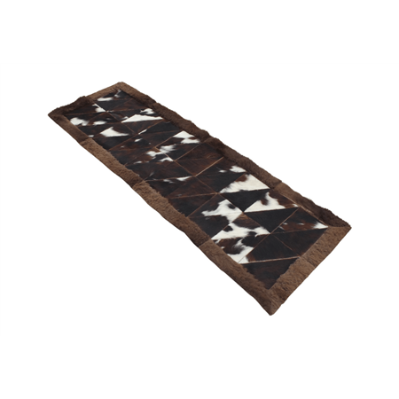 Rectangular Patchwork Rug with Cowhides & Bison Borders 2 x 6 Feet