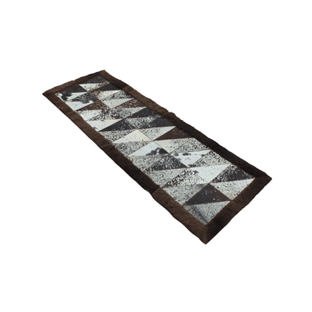 Rectangular Patchwork Rug with Cowhides & Bison Borders 2 x 6 Feet