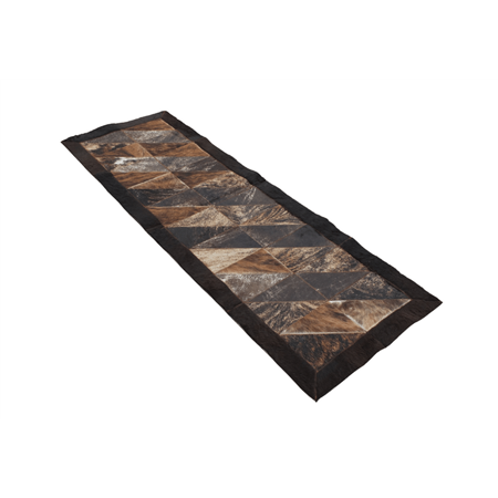 Rectangular Patchwork Rug with Cowhides & Bison Borders 2 x 6 Feet