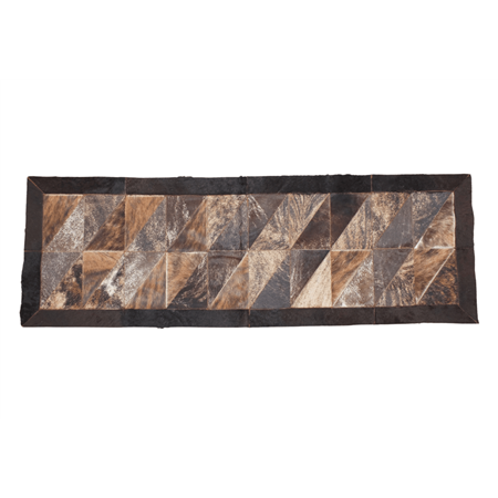 Rectangular Patchwork Rug with Cowhides & Bison Borders 2 x 6 Feet