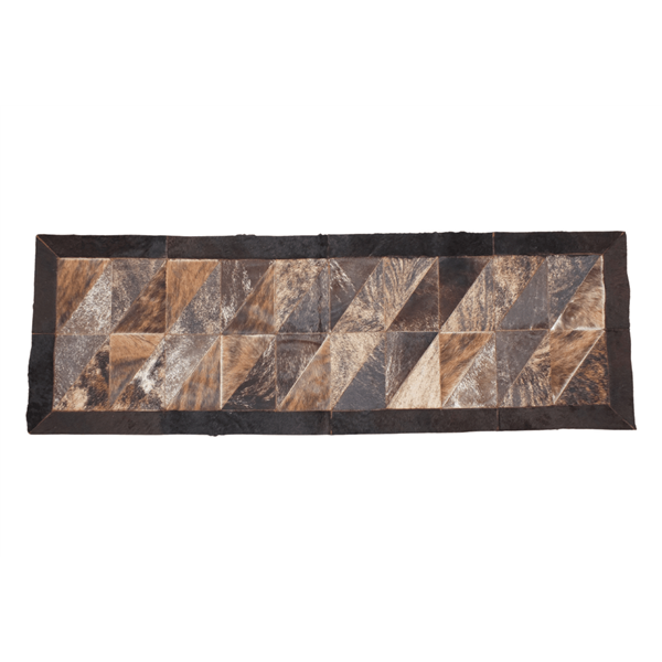 Rectangular Patchwork Rug - Cowhide & Bison Border - 2x6 Feet