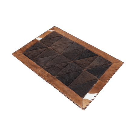 Rectangular Patchwork Rug Center Cowhide & Bison Borders 2 x 3 Feet