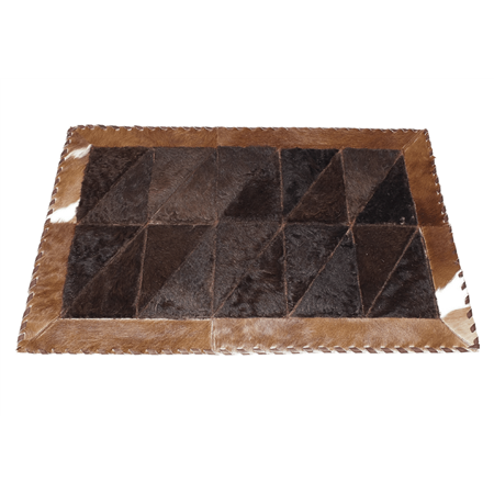 Rectangular Patchwork Rug Center Cowhide & Bison Borders 2 x 3 Feet