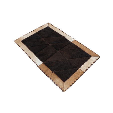 Rectangular Patchwork Rug Center Cowhide & Bison Borders 2 x 3 Feet