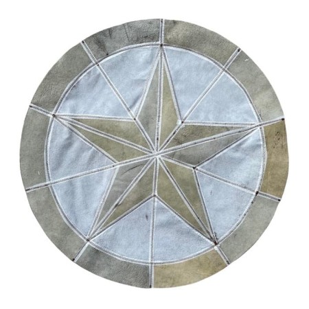 Premium Bison Hair-On Rug - Round Star Design - Multiple Sizes & Colors