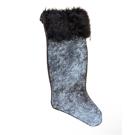 Cowhide Christmas Stocking Bison Hair-On Top