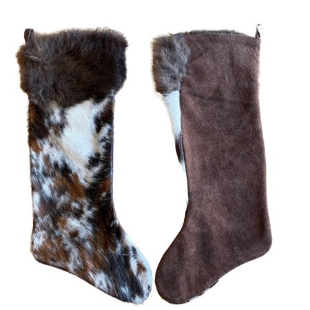 Cowhide Christmas Stocking Bison Hair-On Top