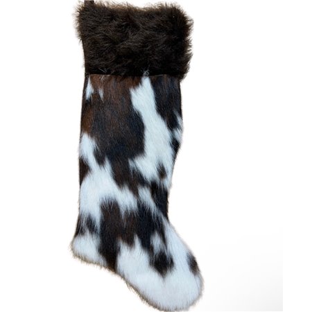 Cowhide Christmas Stocking Bison Hair-On Top