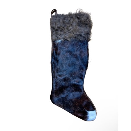 Cowhide Christmas Stocking Bison Hair-On Top