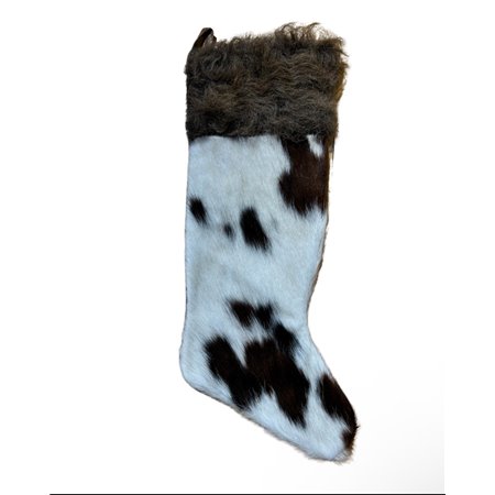 Cowhide Christmas Stocking Bison Hair-On Top