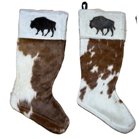 Cowhide Christmas Stocking with Top Design