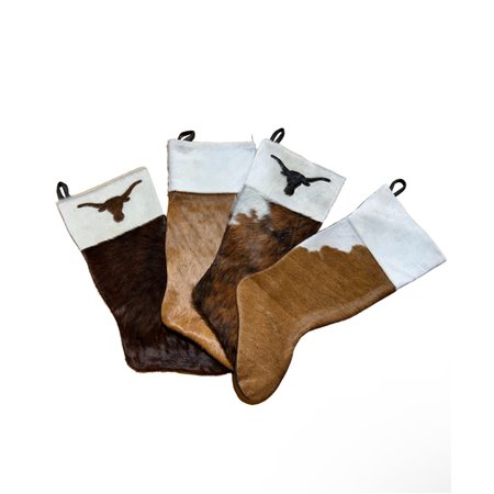 Cowhide Christmas Stocking with Top Design