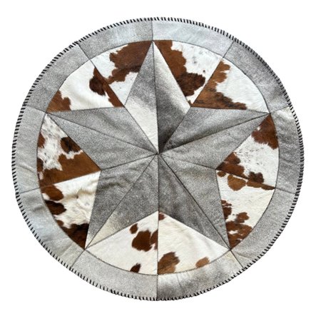 Hair On Cowhide Rug Star Shaped Round Design