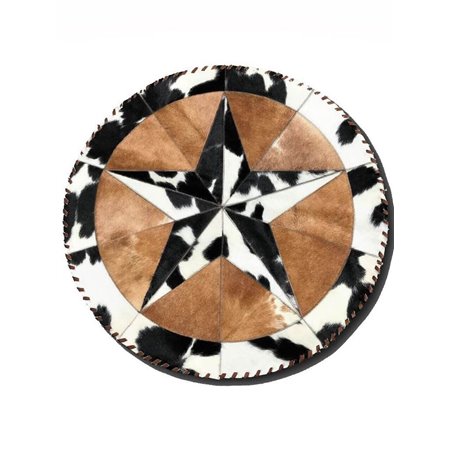 Hair On Cowhide Rug Star Shaped Round Design