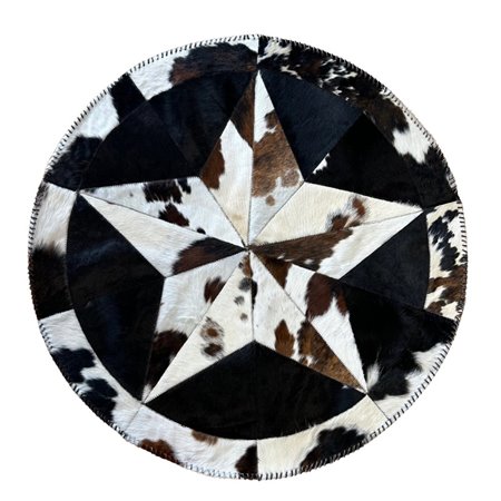 Hair On Cowhide Rug Star Shaped Round Design