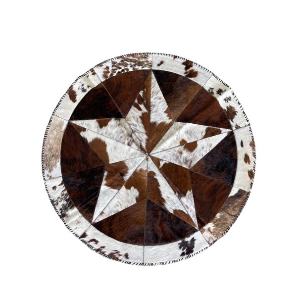 Hair On Cowhide Rug Star Shaped Round Design