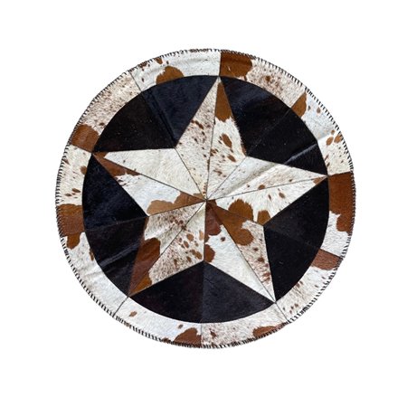 Hair On Cowhide Rug Star Shaped Round Design