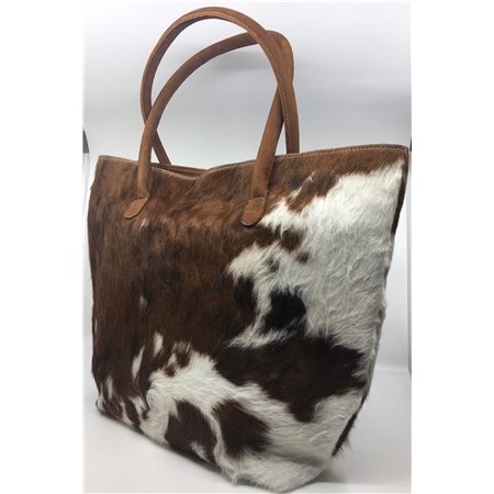 Cowhide Tote Bag Patch & Solid Design