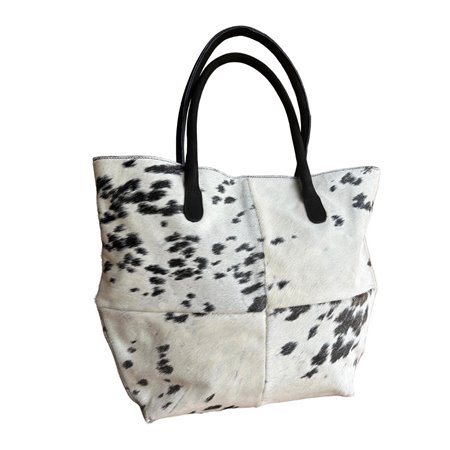 Cowhide Tote Bag Patch & Solid Design