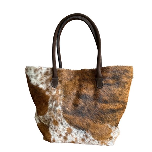 Cowhide Tote Bag Patch & Solid Design