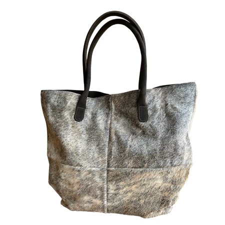 Cowhide Tote Bag Patch & Solid Design