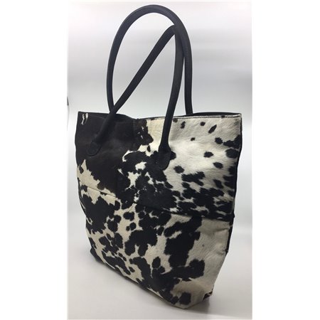 Cowhide Tote Bag Patch & Solid Design