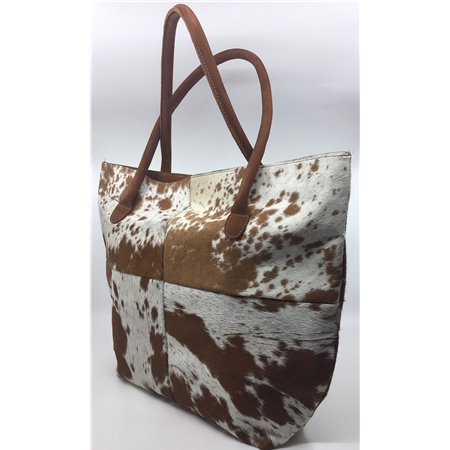 Cowhide Tote Bag Patch & Solid Design