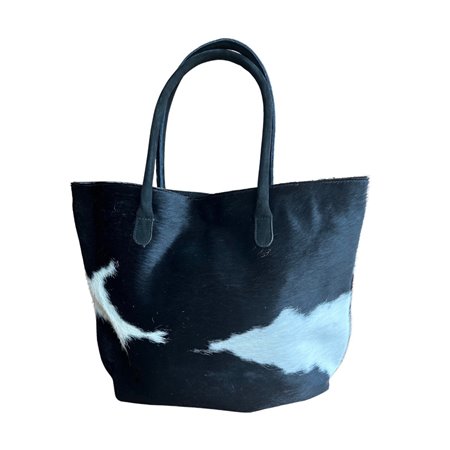 Cowhide Tote Bag Patch & Solid Design