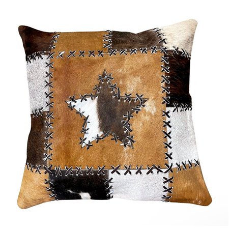 Cowhide Pillow Patchwork Star