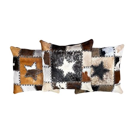 Cowhide Pillow Patchwork Star