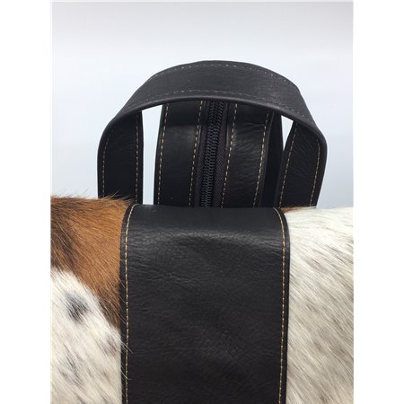 Leather Backpacks Combined With Hair On Cowhide Leather Black