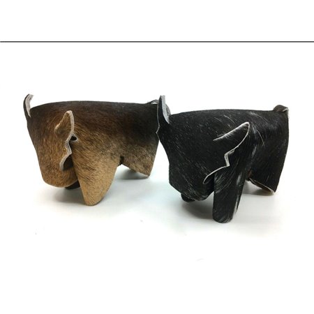 Cowhide Hair-On Bull Figurines Solid Color